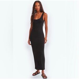 Z Supply Viviana Black Ribbed Maxi Tank Dress